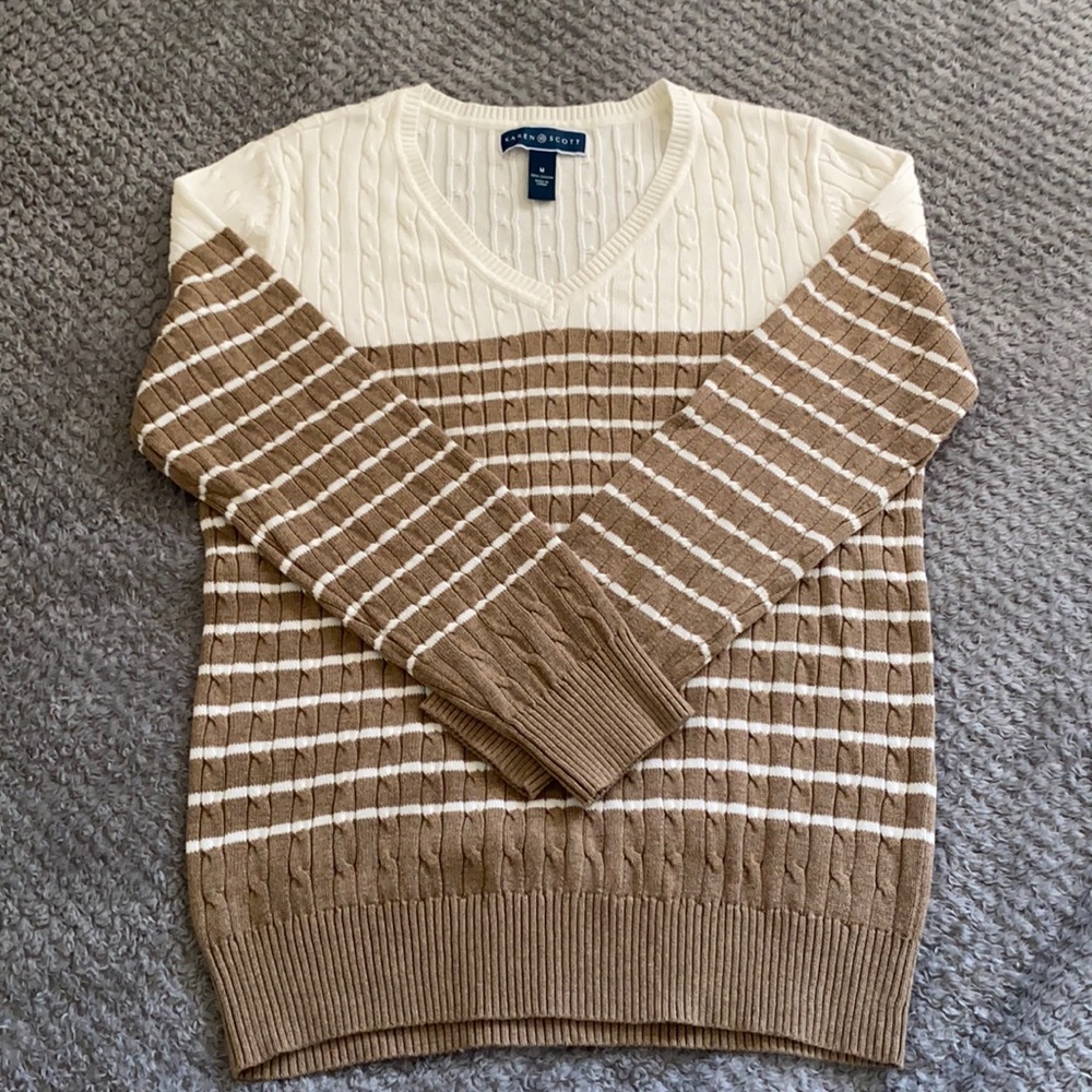 Karen Scott V-neck Ribbed Sweater